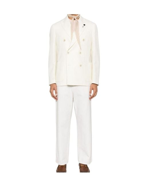 Lardini White Double-Breasted Blazer for men