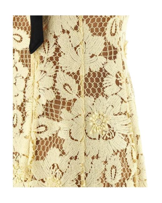 Self-Portrait Natural Crochet Lace Midi Dress