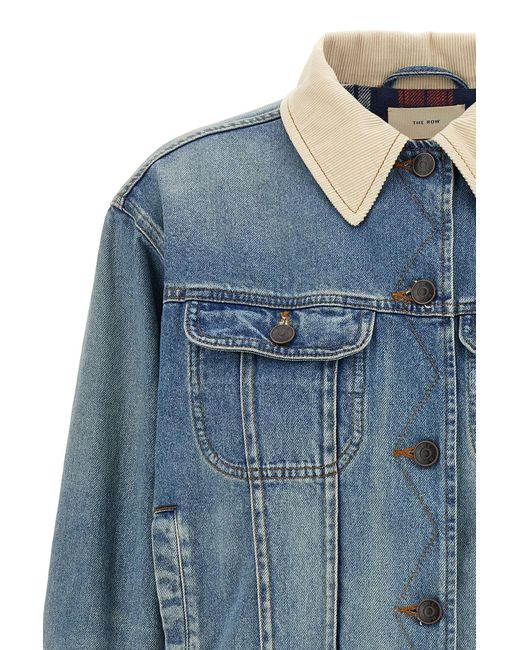 The Row Blue Lapel Long Sleeve Casual Jacket