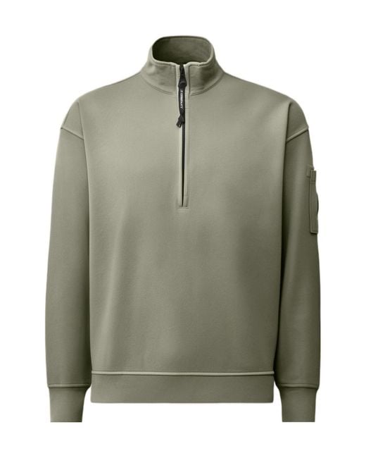 C P Company Green Lens-Detail Quarter-Zip Sweatshirt for men