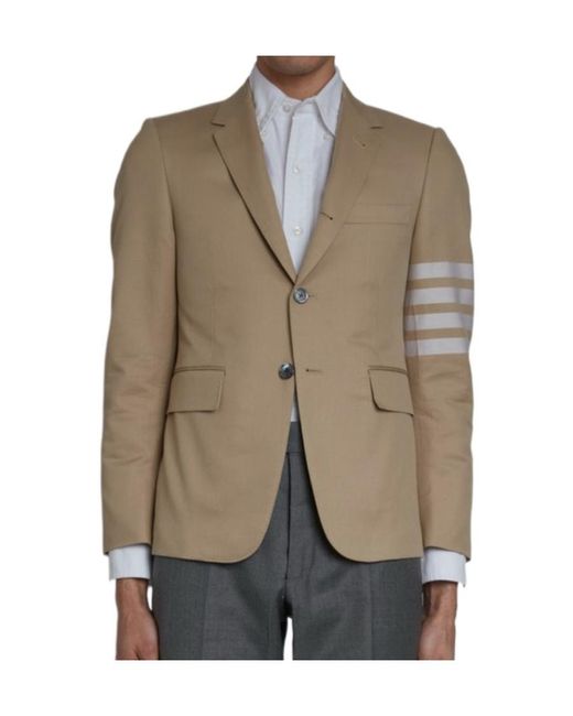 Thom Browne Natural Stripe-Print Detail Blazer for men