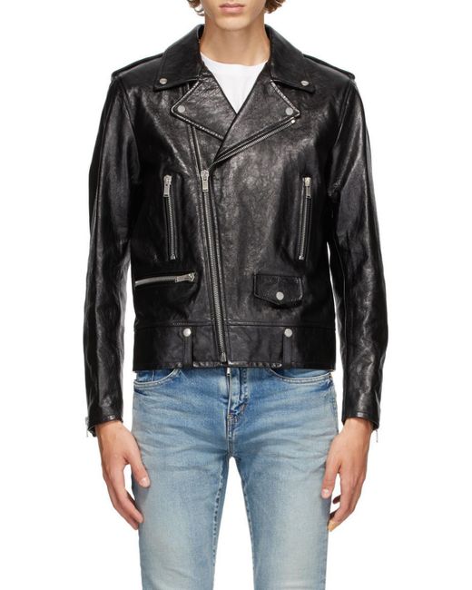 Saint Laurent Black Long-Sleeved Biker Jacket for men