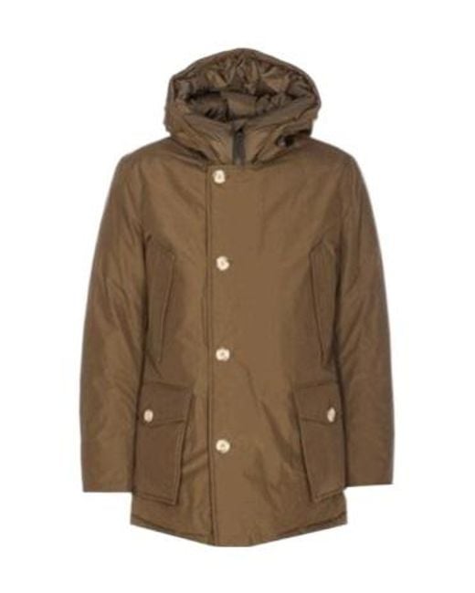 Woolrich Brown Hooded Down Coat for men