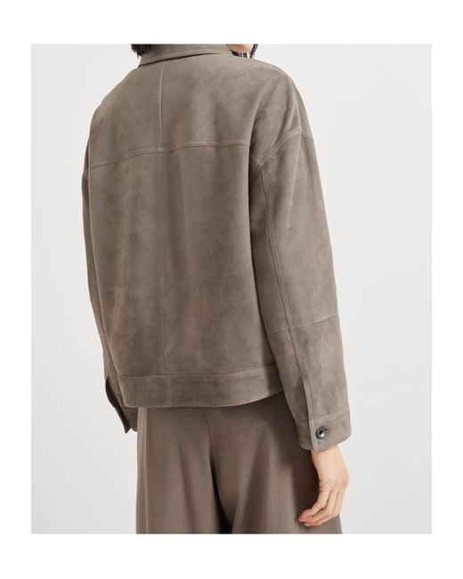Brunello Cucinelli Brown Leather Jacket