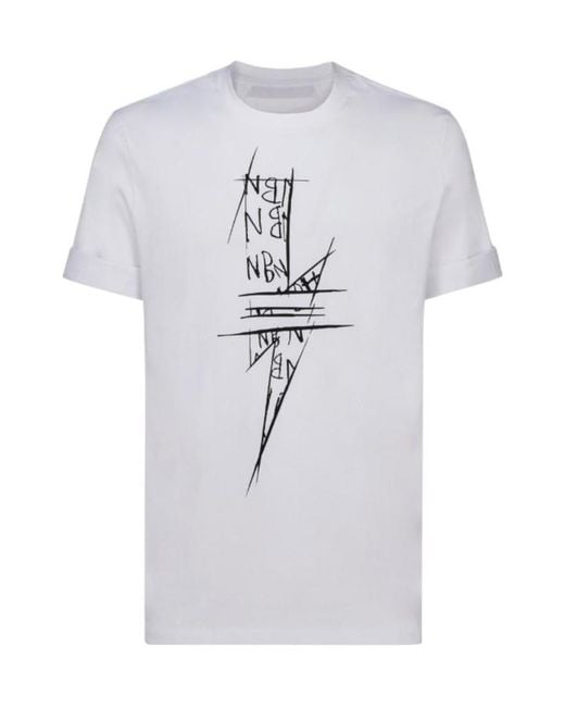Neil Barrett White Item O-Neck Short-Sleeved T-Shirt for men
