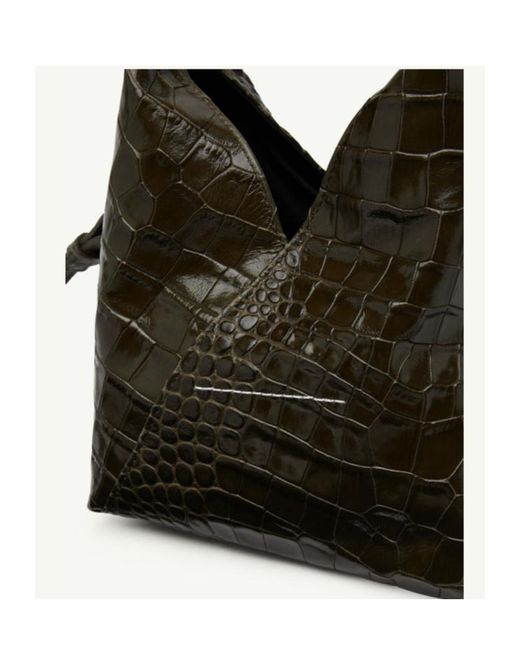 MM6 by Maison Margiela Green Japanese Embossed Small Shoulder Bag