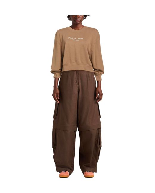 Rag & Bone Brown Solid Color Printed Sweatshirt