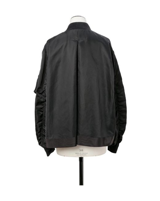 Sacai Black Zip-Up Bomber Jacket