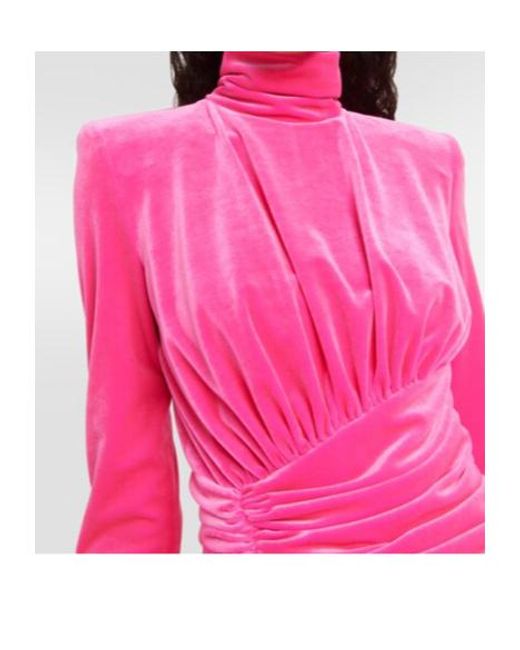 Alexandre Vauthier Pink Ruched Velvet Minidress