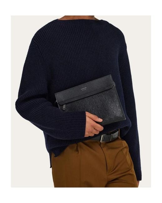 Ferragamo Black Ferragamo Monogram Pouch for men