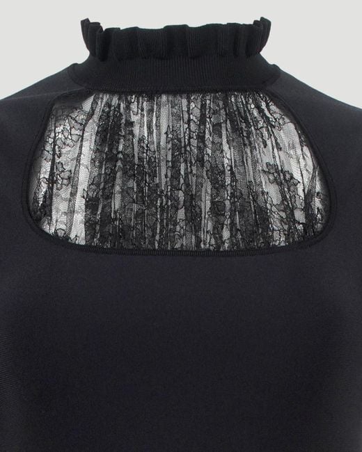 McQueen Black Lace-Panelled Sleeveless Top