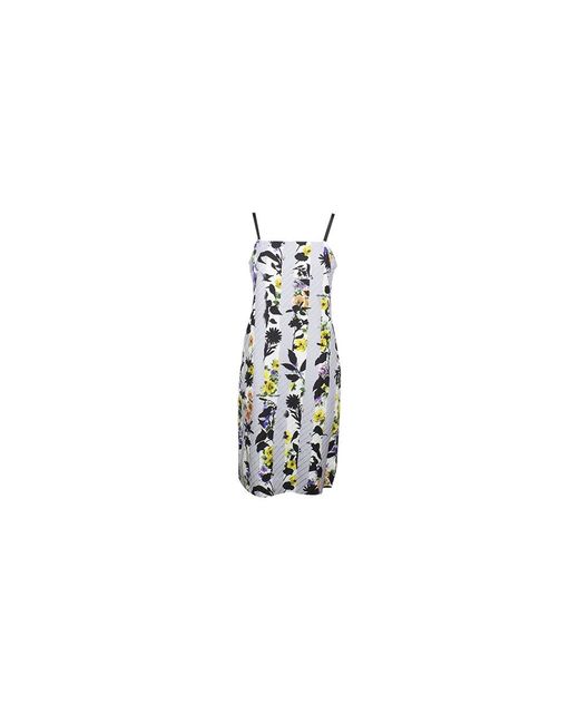Off-White c/o Virgil Abloh White Striped Floral Print Dress