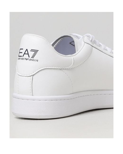 EA7 White Logo Embossed Classic Cc Sneakers for men