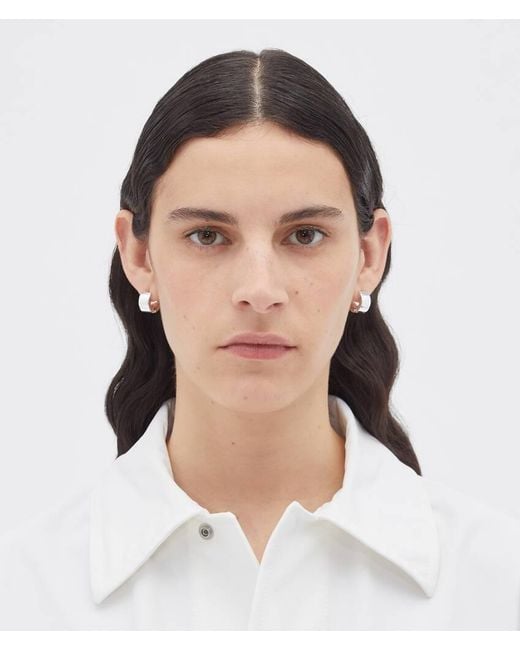 Bottega Veneta White Bolt Ring Earrings
