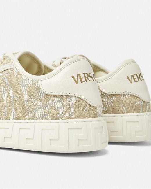 Versace Natural Barocco Greca Lace-Up Sneakers