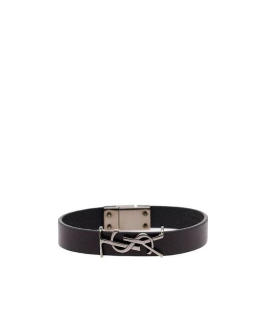 Saint Laurent White Opyum Logo Plaque Bracelet for men