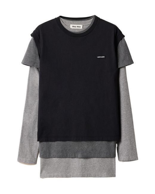 Miu Miu Black Set Of 3 Jersey T-Shirts