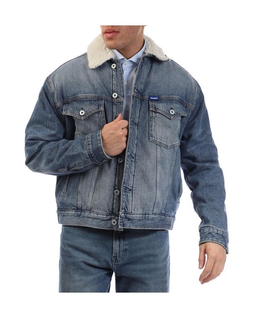 Boss Blue Washed Denim Jacket for men