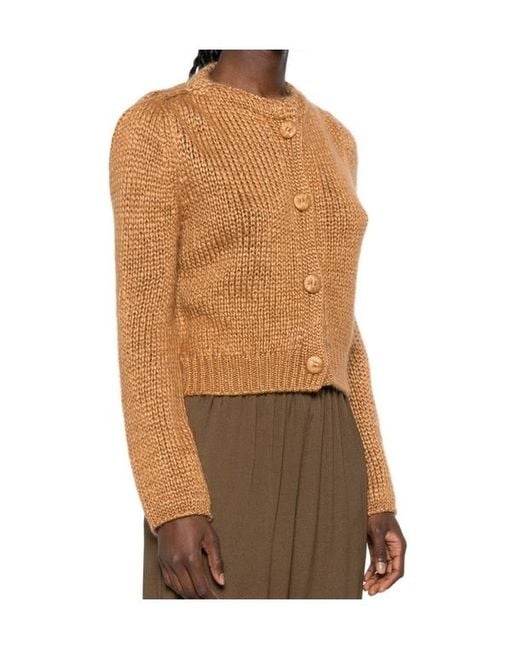 Forte_forte Natural Chunky-Knit Button-Up Cardigan