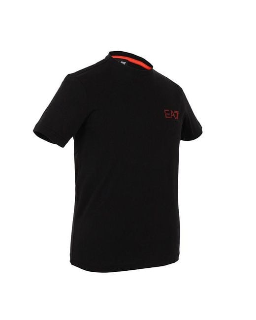 EA7 Black Logo Round-Necked T-Shirt for men
