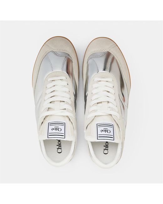 Chloé White Lace-Up Low-Top Sneakers