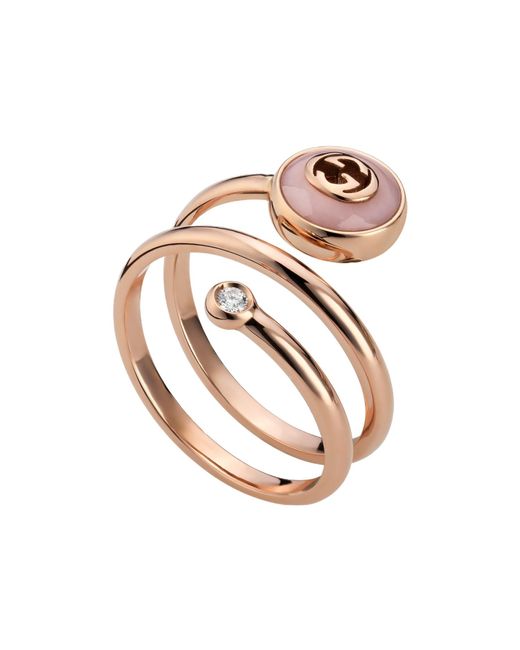 Gucci Pink Interlocking 18K Spiral Ring