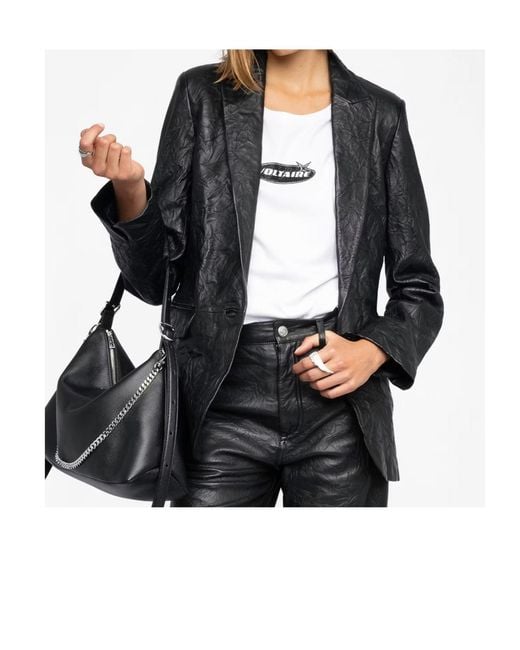 Zadig & Voltaire Black Valse Leather Blazer
