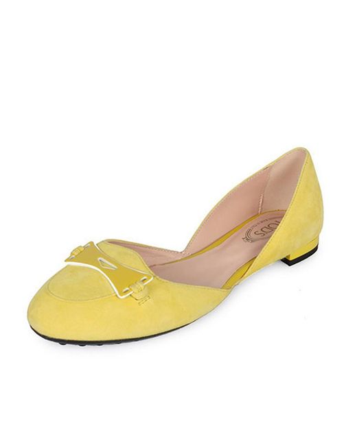 Tod's Yellow Logo Flat Shoes