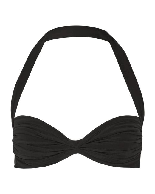 Norma Kamali Black Bill Ruched Halterneck Bikini Top