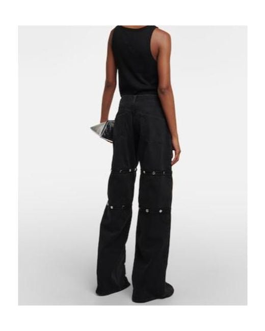 The Attico Black Studded Low-Rise Straight Leg Jeans
