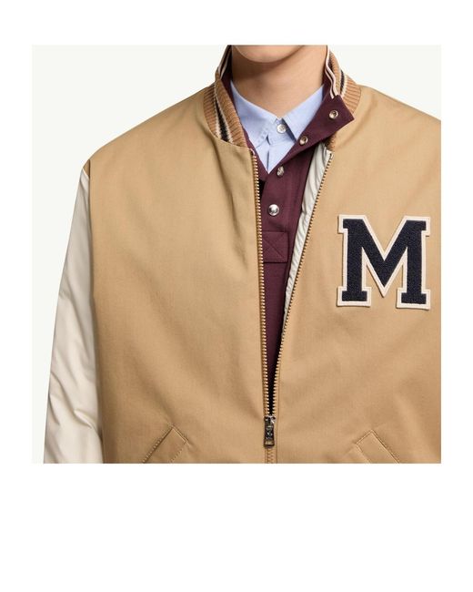 Moncler Natural Oreane Cotton Blend Varsity Down Jacket for men