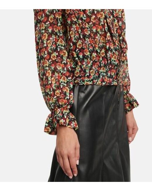 Victoria Beckham Brown Floral Silk Blouse