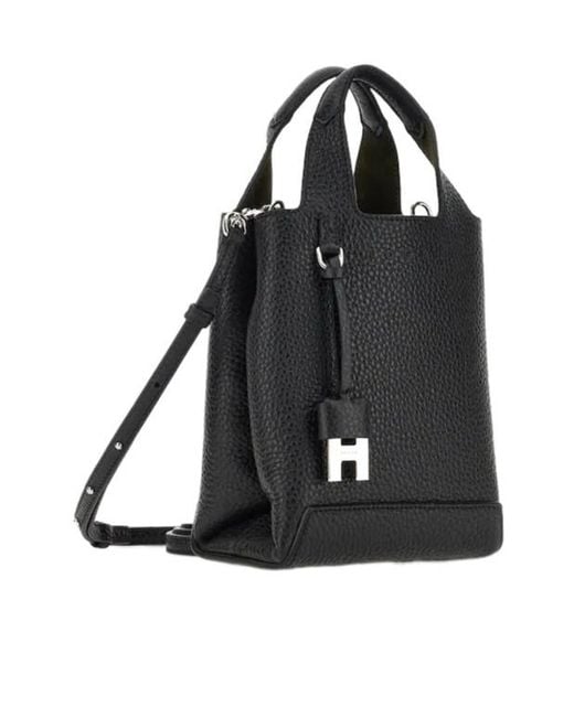 Hogan Black Logo Embossed Top Handle Bag