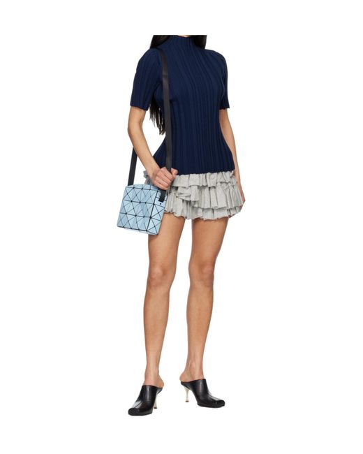 Issey Miyake Blue Geometric Pattern Shoulder Bag for men