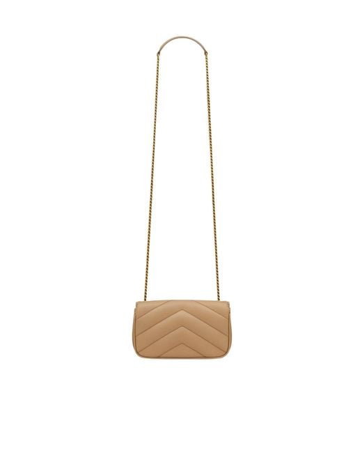 Saint Laurent White Loulou Logo Plaque Mini Shoulder Bag