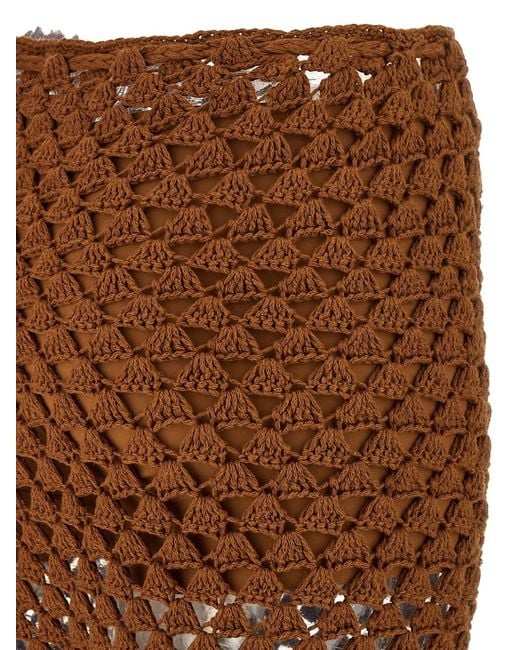 Ermanno Scervino Brown Crochet Work Trousers