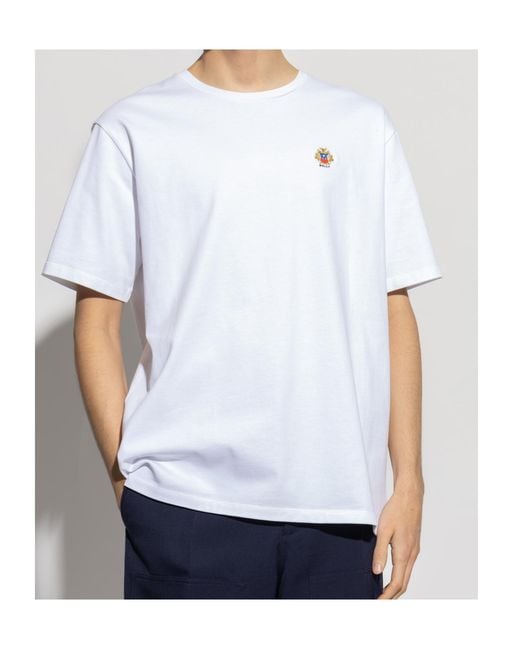 Bally White T-Shirt With Embroidered Logo for men