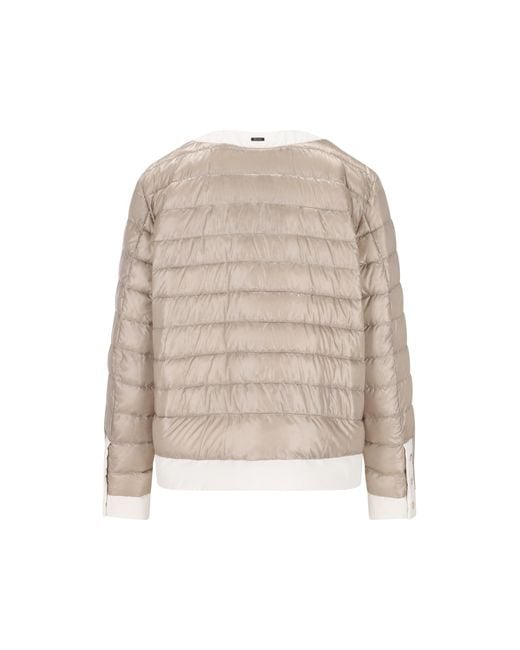 Herno Natural Contrast Trim Quilted Down Jacket