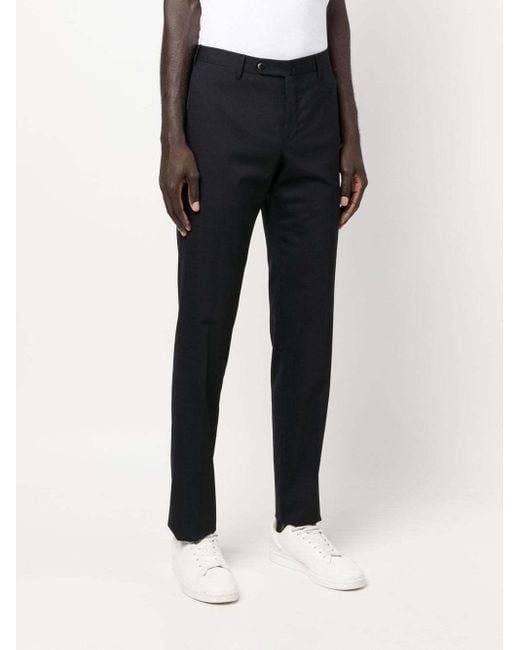 Pt Pantaloni Black Tailored-Cut Tapered Trousers for men
