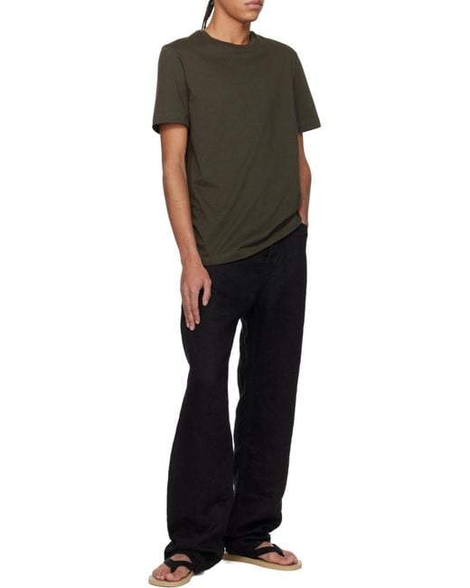 The Row Black Crewneck Straight Hem T-Shirt for men
