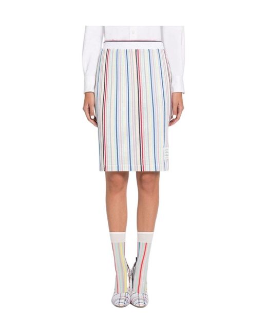 Thom Browne White Striped Knitted Skirt
