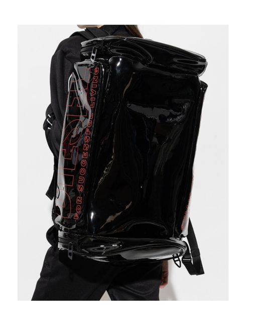 DIESEL Black Logo Print Zip-Up Backpack for men