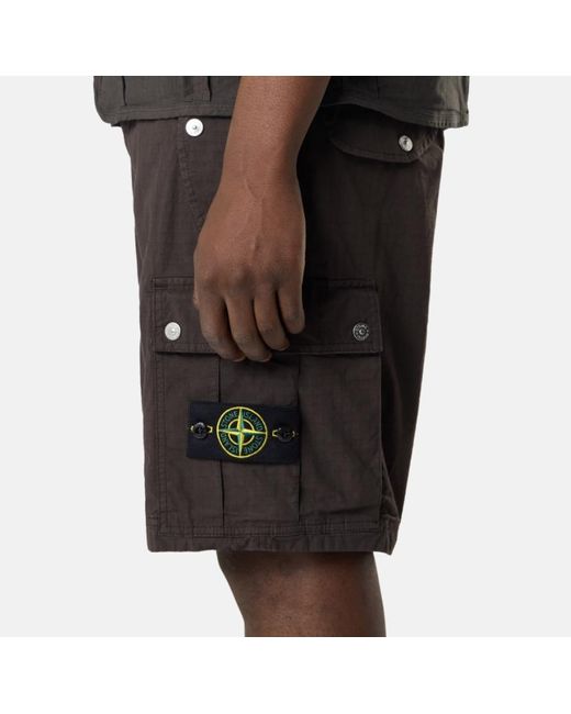 Stone Island Black Cargo Bermuda Shorts for men