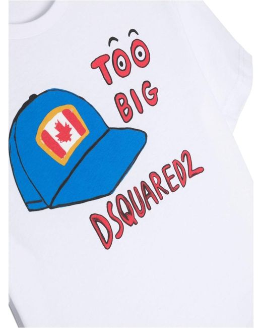 DSquared² White Graphic-Print Cotton T-Shirt for men