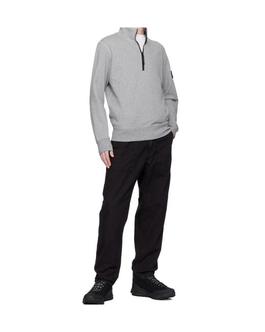 Stone Island Gray Logo-Patch Half-Zip Sweatshirt for men