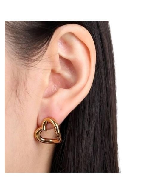 Versace Metallic Logo-Print Heart-Motif Earrings