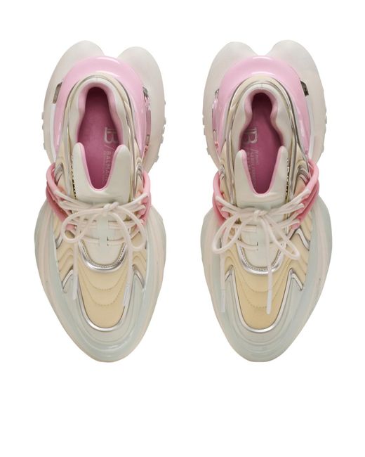 Balmain White Wave Design Sneaker For