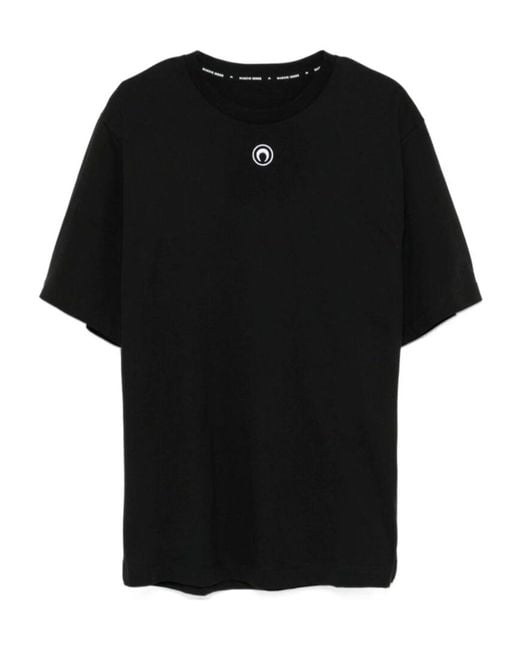 MARINE SERRE Black Moon Embroidered Crewneck T-Shirt for men