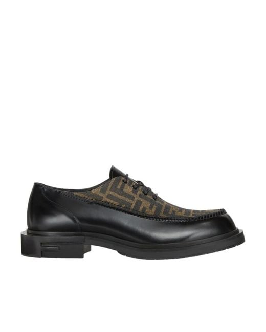 Fendi Black Ff Jacquard Lace-Up Shoes for men