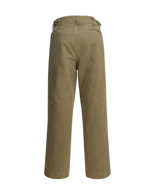 Auralee Green Casual Pants With Belt Loops for men